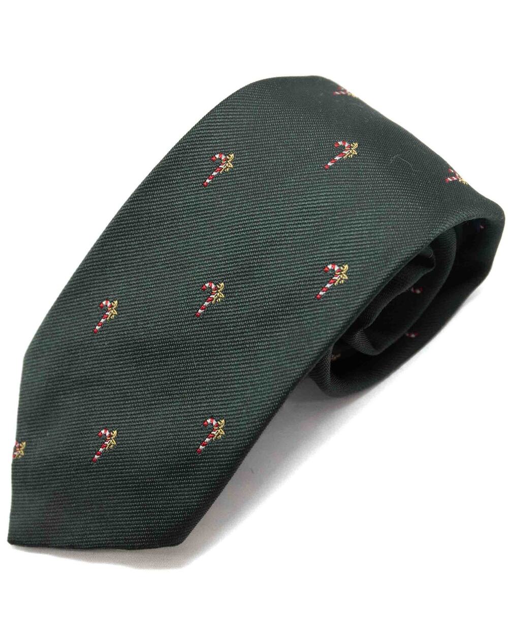 Vintage Retro Zareh Green Christmas Candy Cane 60's 70's Necktie Neck Tie